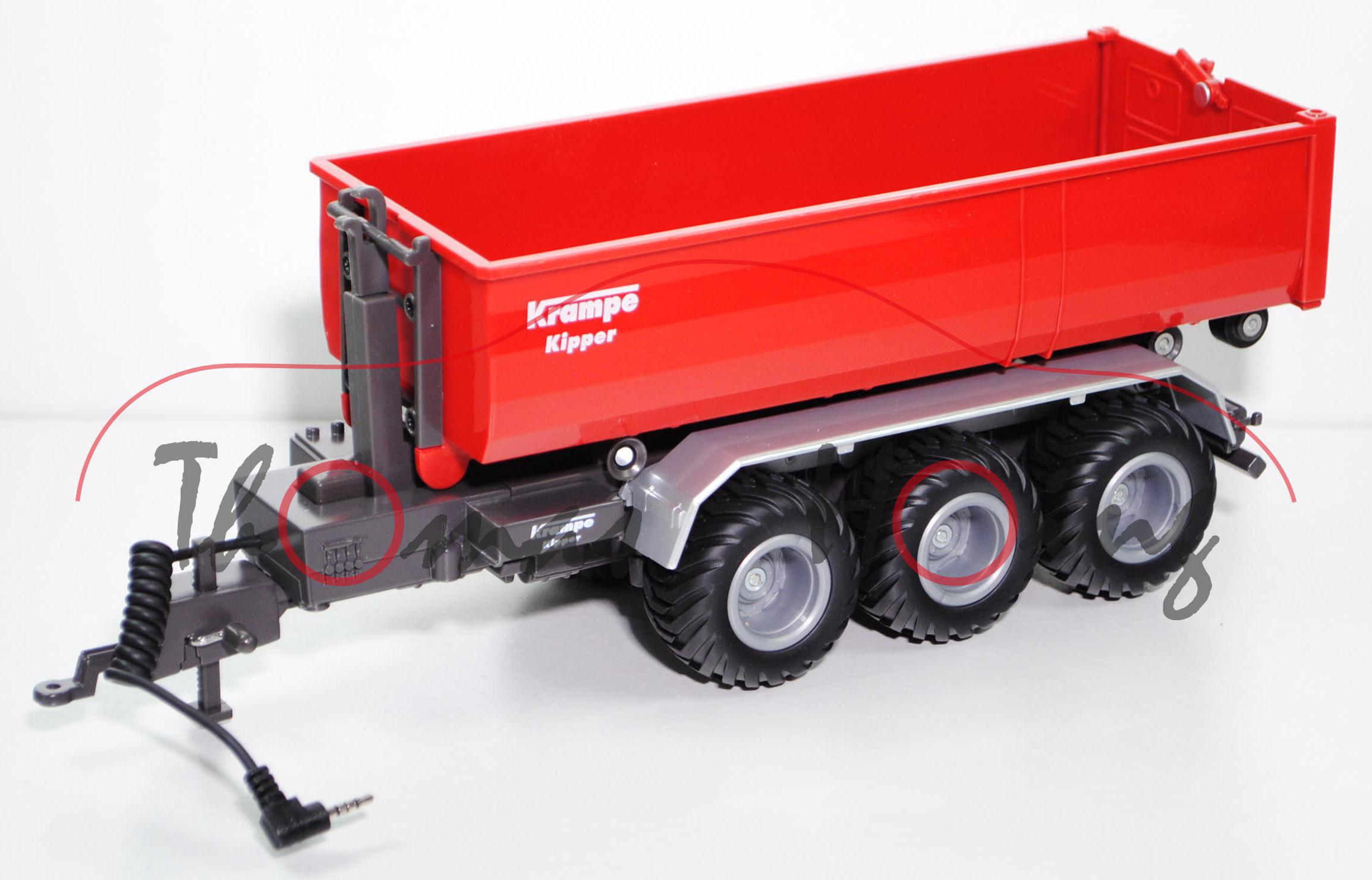 Krampe (3-achs) Tridem-Hakenliftfahrgestell THL 30 L mit Abrollkipper (Mulde), rot/grau, ab 10/21