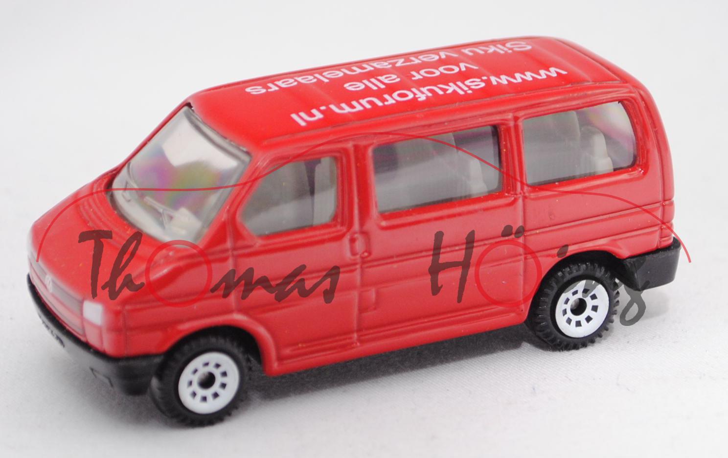 VW T4 Caravelle (Typ 70, Modell 1990-1995), rot, www.sikuforum.nl (von rechts aus lesbar), Werbebox