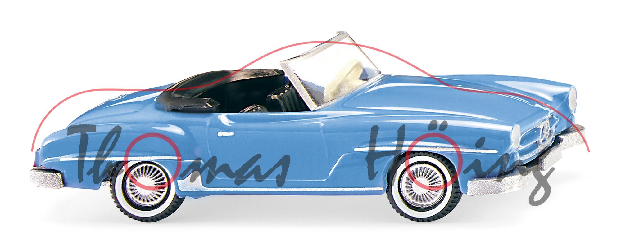 Mercedes-Benz 190 SL Roadster (W 121 B II, BM 121.042, Mod. 1956-1963), hellblau, Wiking, 1:87, mb