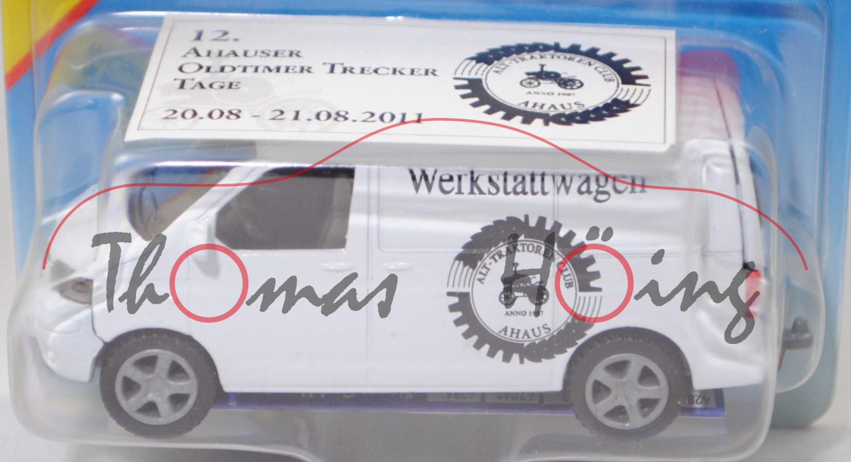 00423 VW T5.1 Transporter, weiß, Werkstattwagen/ALT-TRAKTOREN CLUB AHAUS, P29b m. Aufkleber