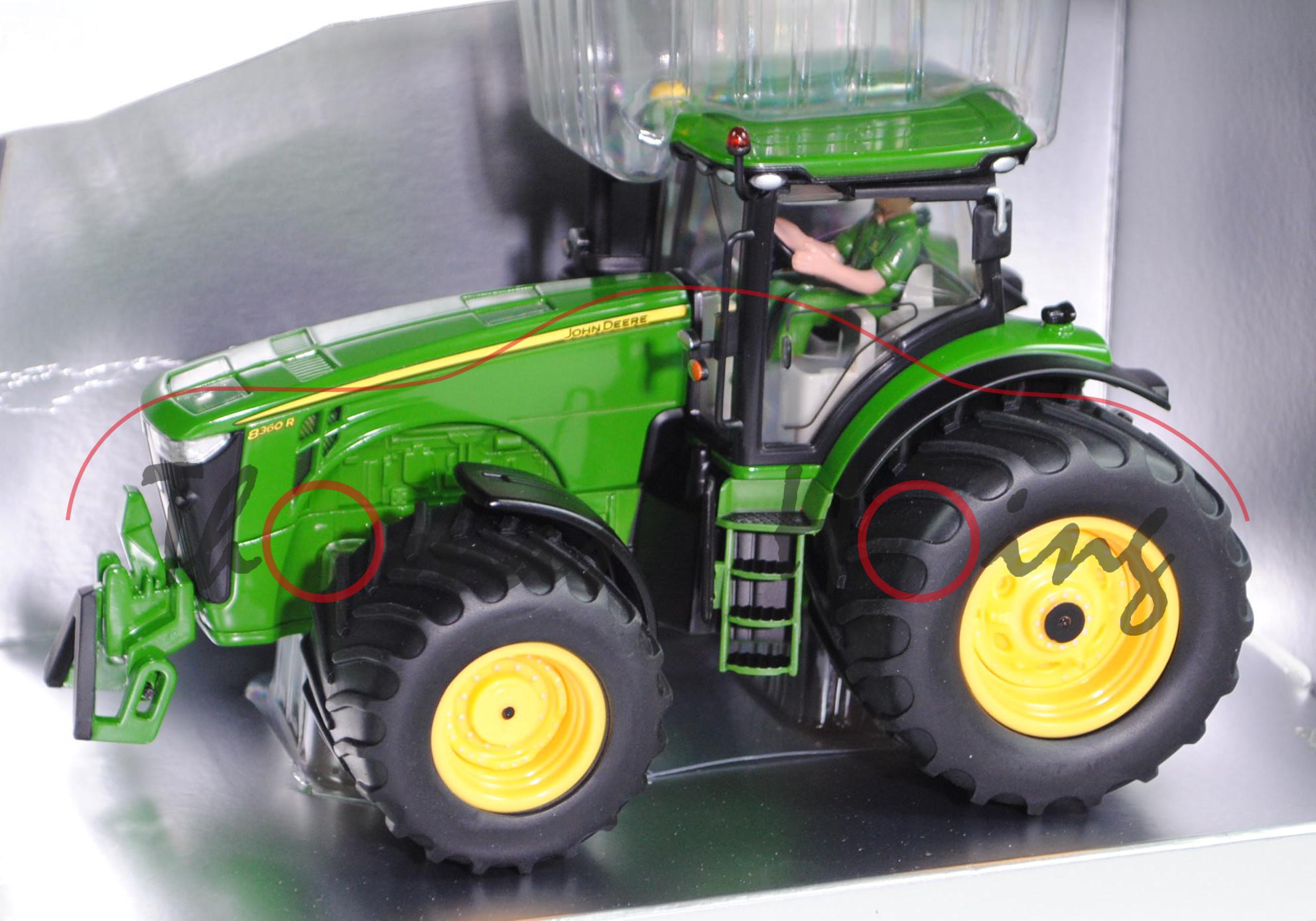 00403 John Deere 8360R Traktor (Modell 2011-2013) mit Breitreifen, smaragdgrün/mattschwarz, mit Fahr