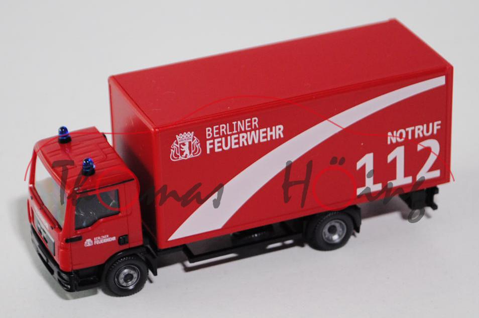 Feuerwehr Leipzig - MAN TGL, rot/schwarz, BERLINER / FEUERWEHR / NOTRUF / 112, Sondermodell INTERSCH