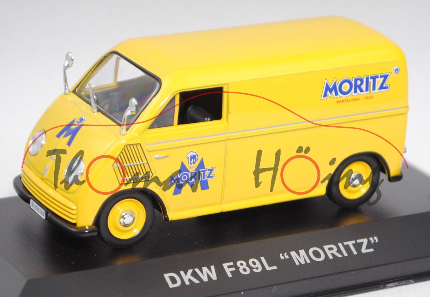 DKW-Schnellaster Kastenwagen (Typ F 89 L Dreigang, Modell 1949-1952), gelb, MORITZ, IXO, 1:43, mb