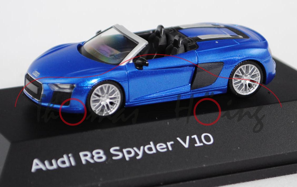 Audi R8 Spyder V10 (Typ 4S, Modell 2016-), arablau, innen schwarz, Herpa, 1:87, Werbeschachtel