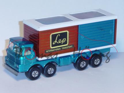 Scammell Freight Liner, wasserblaumetallic, chrom, Lep / INTERNATIONAL TRANSPORT, Matchbox Super Kin