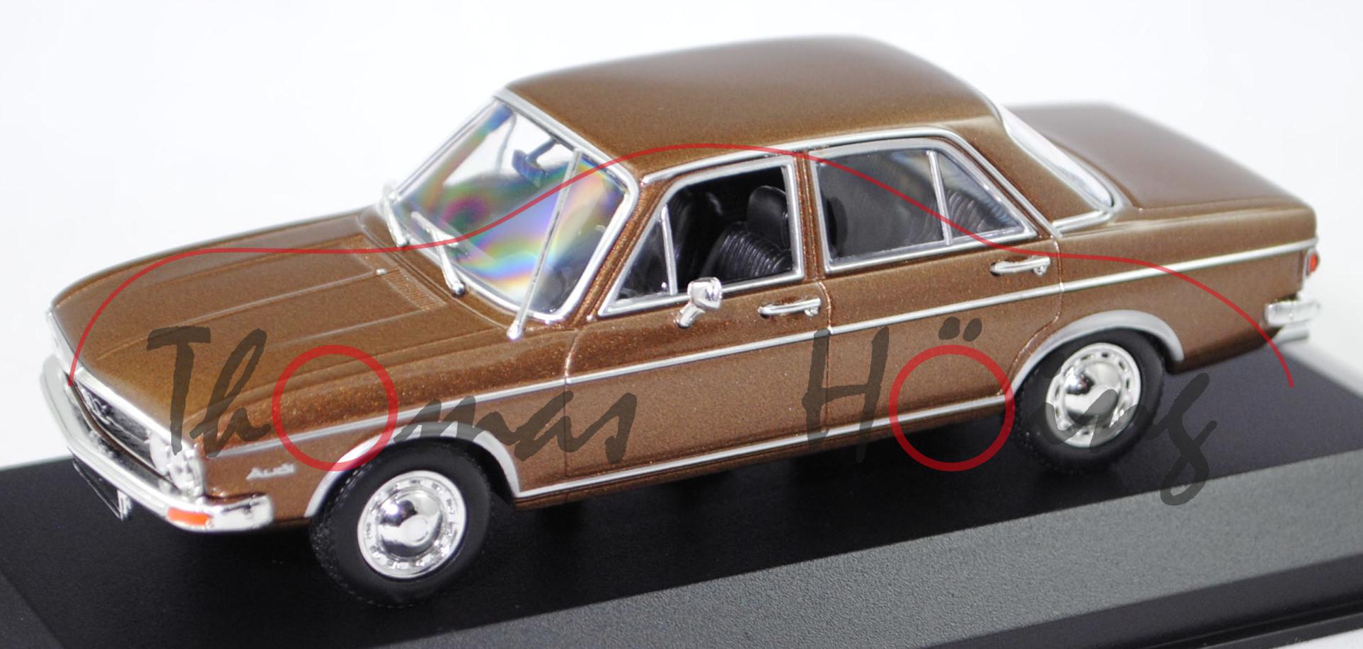 Audi 100 GL (1. Gen., C1, Typ F104, Modell 1971-1973), achatbraun metallic, Maxichamps, 1:43, PC-Box