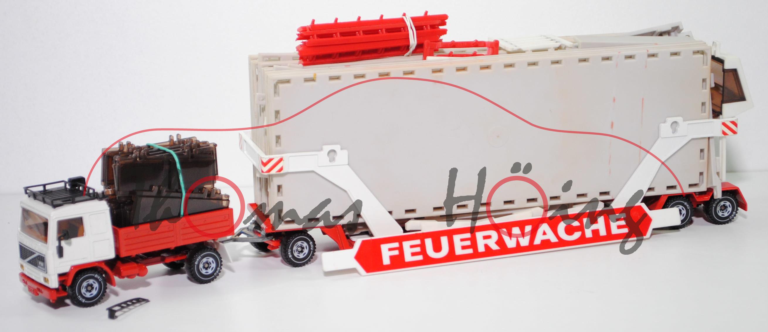 00000 Volvo F12 INTERCOOLER (Mod. 83-87) mit Feuerwache, weiß/rot, Leiter abgebrochen, FEUERWACHE, Bauanleitung Kopie, SIKU, 1:55, L11a