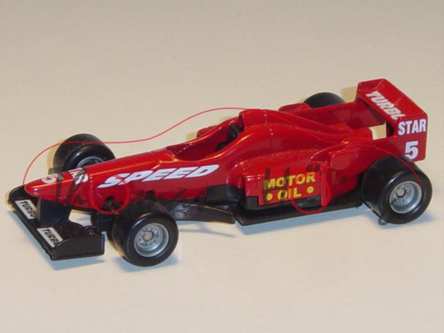 00001 Formel 1 Rennwagen, karminrot/schwarz, Sitz schwarz, SPEED / MOTOR / OIL / STAR / 5 / TURBO, C