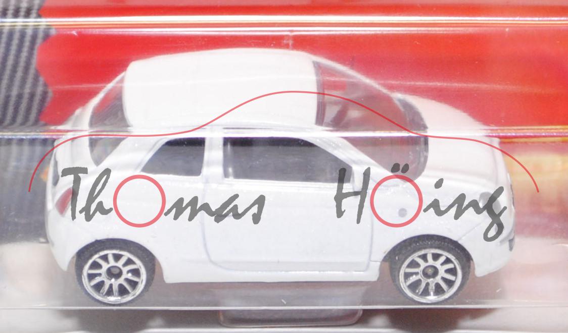 Fiat 500 (Nr. 286 C), Modell 2007-, reinweißmetallic, majorette, 1:55, Blister (STREET CARS)