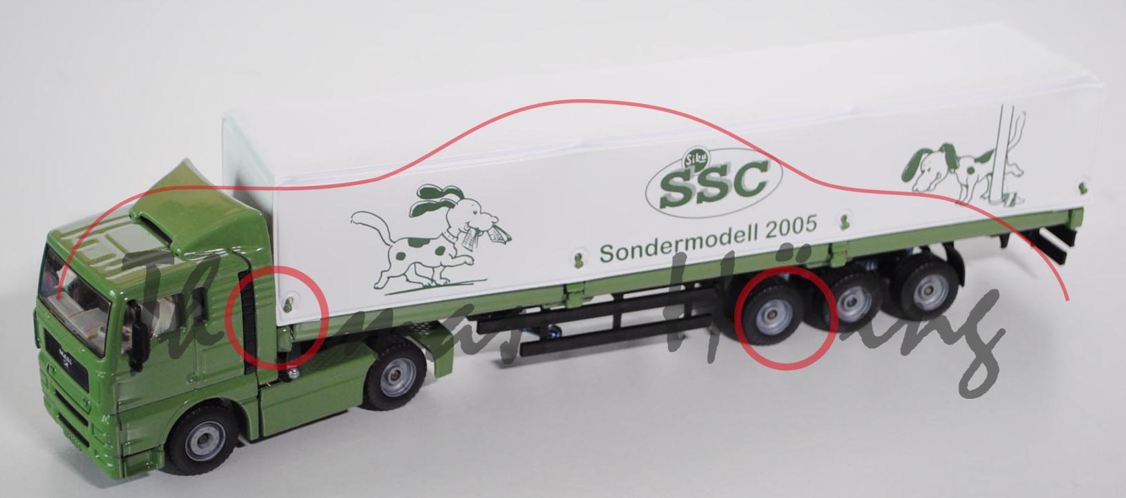 SSC 2005 MAN TGA mit Plane, resedagrün, Plane reinweiß, SSC / Sondermodell 2005, LKW16, L15