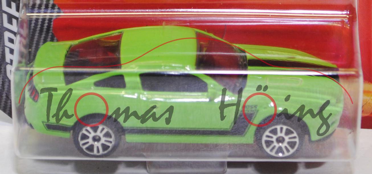 Ford Mustang Boss 302 (Typ V, 2. Generation) (Nr. 204A), Modell 2012-2013, gelbgrün, majorette, 1:61