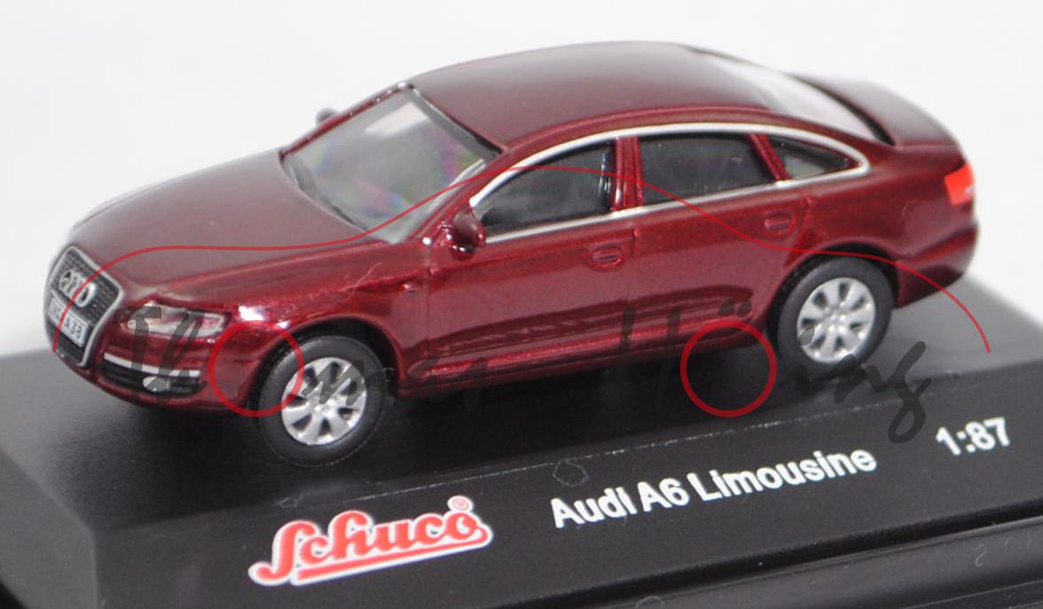 Audi A6 3.0 TDI quattro (C6, Typ 4F, Vorfacelift, Modell 04-06), dunkelrotmetallic, Schuco, 1:87, mb