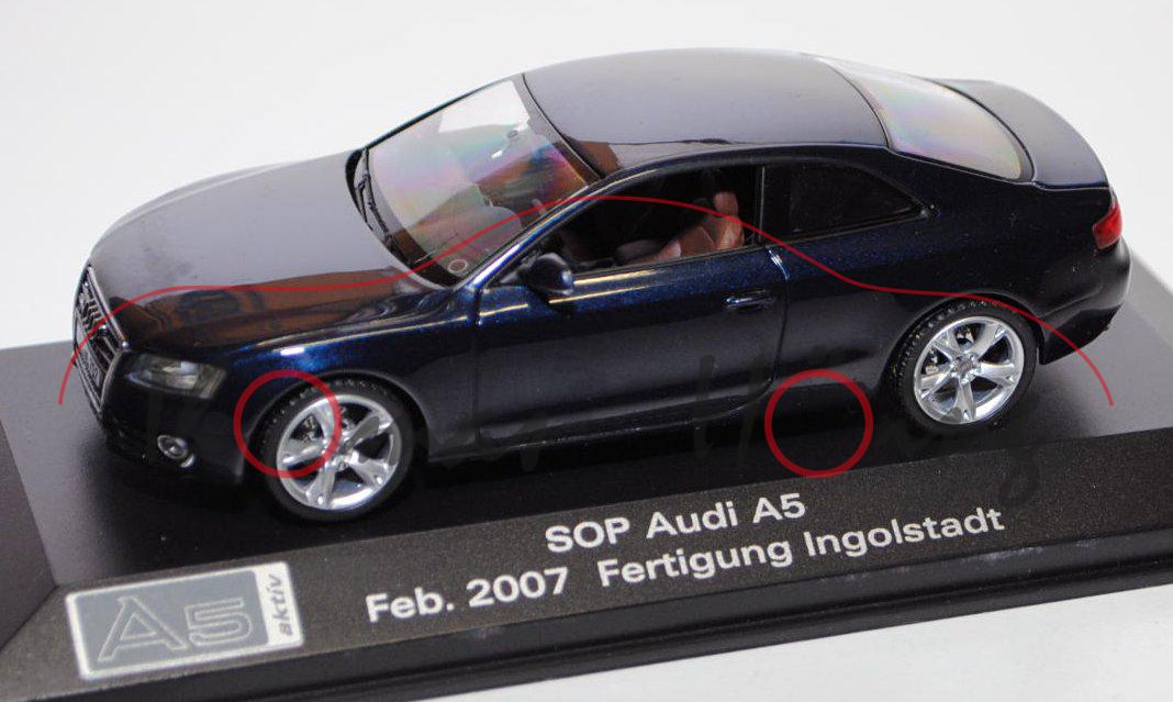 Audi A5 (Typ 8T, AU484), Modell 2007-, arubablau, SOP Audi A5 Feb. 2007 Fertigung Ingolstadt, Spiege