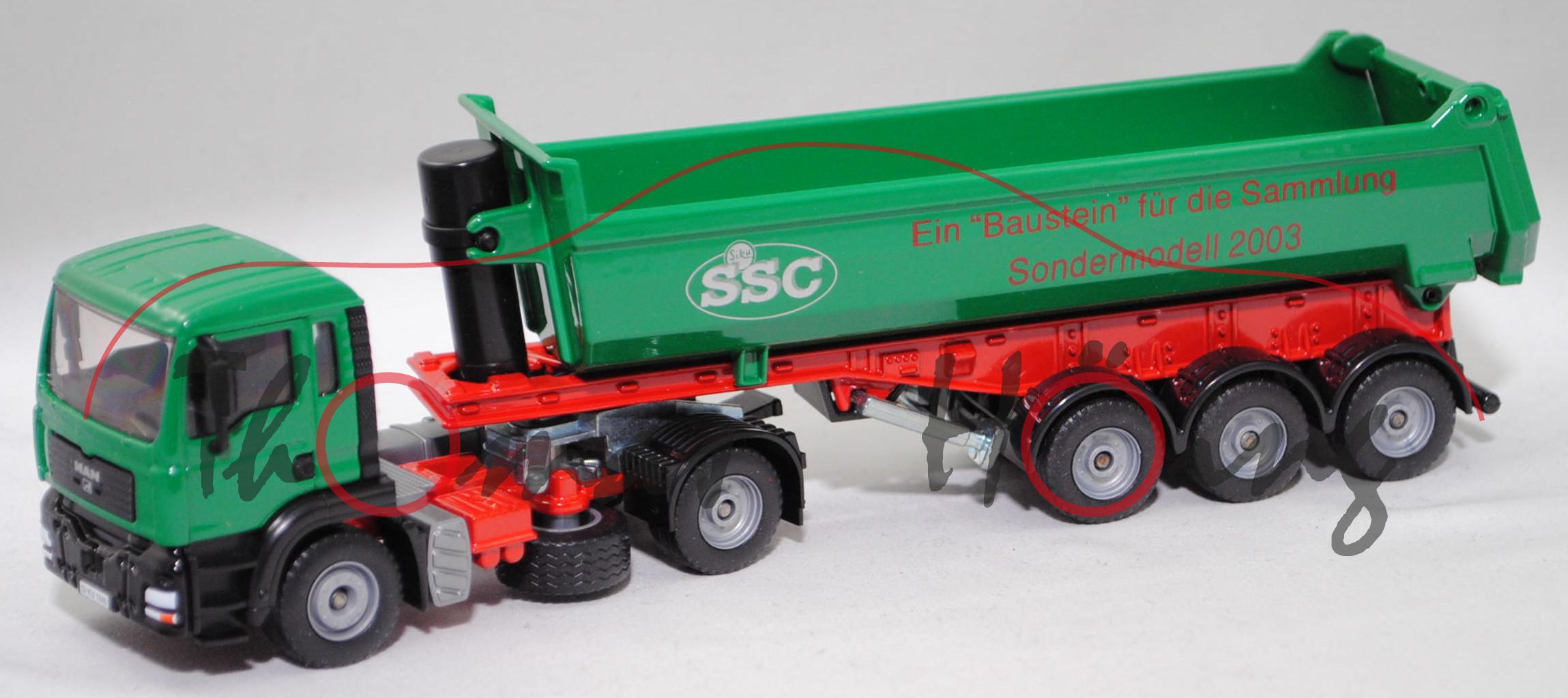 00403 SSC 2003 MAN TGA 18.460 M (Mod. 00-04) Halfepipe-Sattelkipper, grün, SSC/Ein Baustein für die Sammlung, SIKU, 1:55, L17P