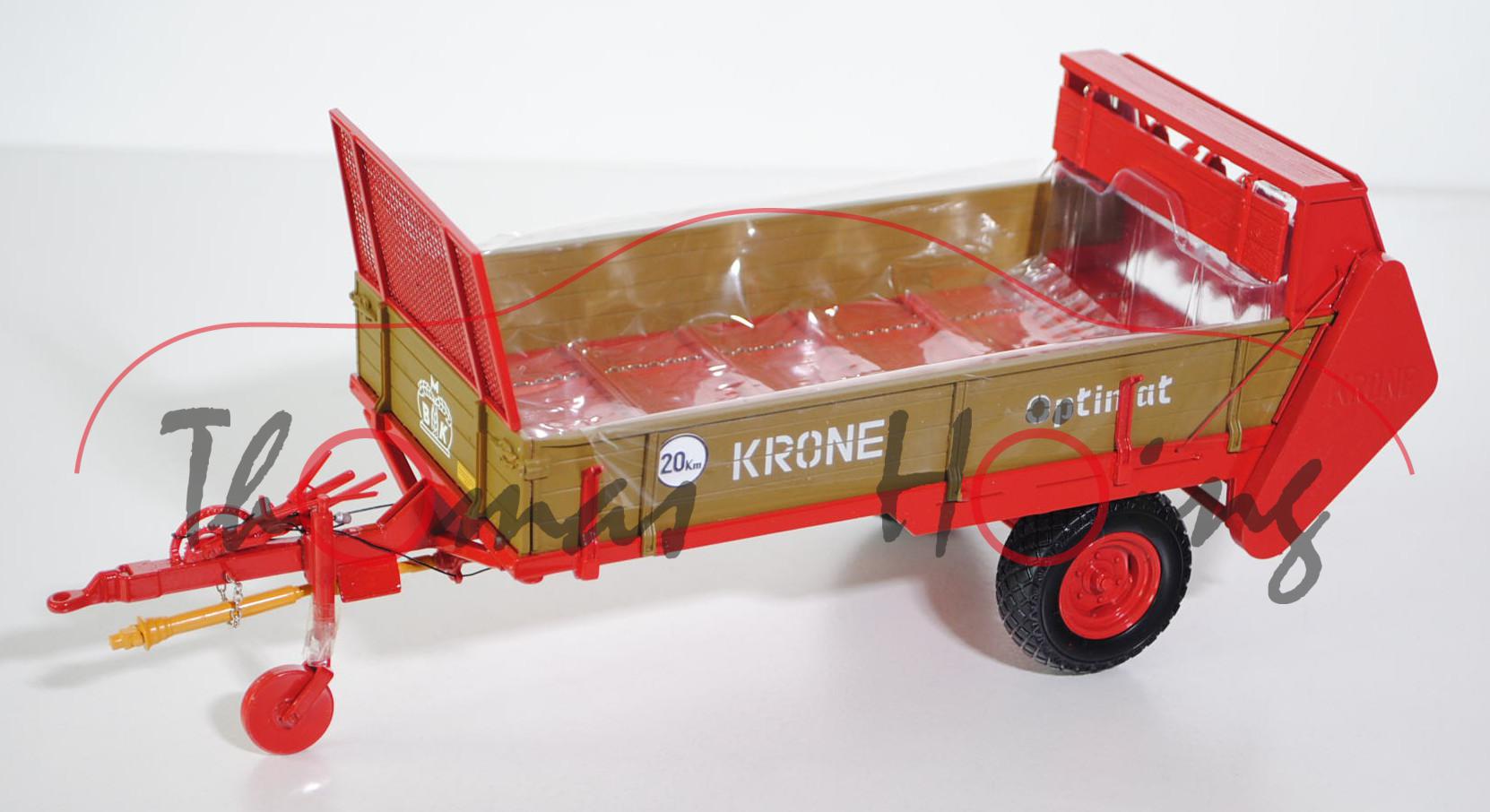 Krone Optimat Stalldungstreuer, feuerrot/olivgelb, 20km - Schild, KRONE Optimat, Universal Hobbies, 