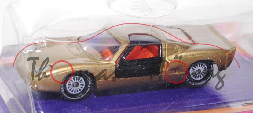 00005 Ford GT40 (Typ Mk I, Modell 1965-1967), goldmetallic/schwarz, SIKU, 1:57, P17 (Farbe) (m-)