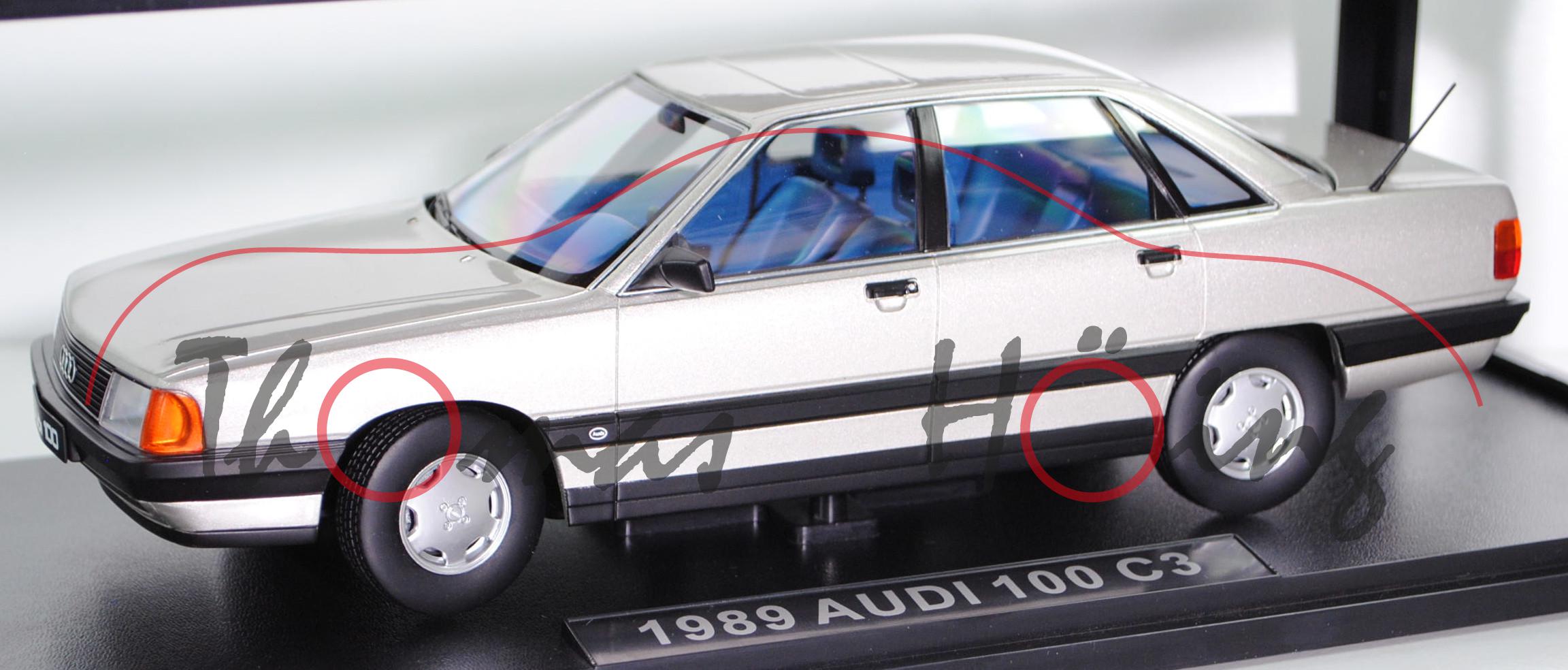 Audi 100 2.3 E (C3, Typ 44, Facelift 88, Mod. 1988-1991), zermattsilber metallic, TRIPLE9, 1:18, mb