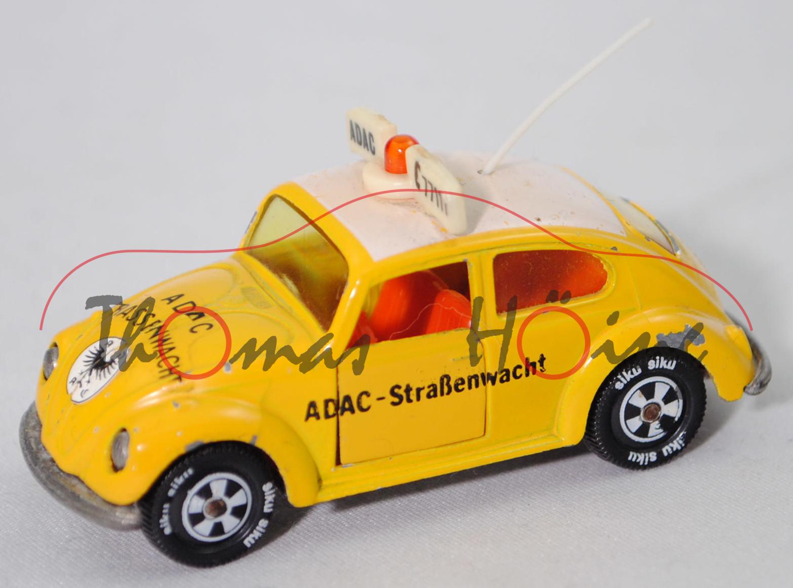 00002 VW Käfer 1300 (Typ 11, Mod. 67-70) ADAC-Straßenwacht, gelb, Bpr. V 311, R10, SIKU, 1:61, vsc