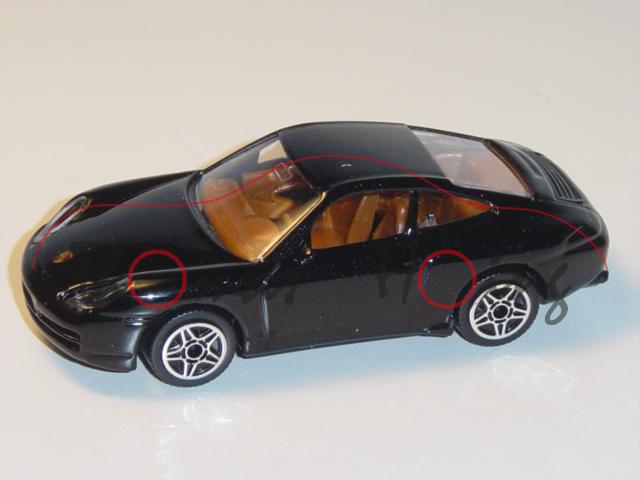 Porsche 911 Carrera, schwarz, innen braun, Bburago, 1:43, mb