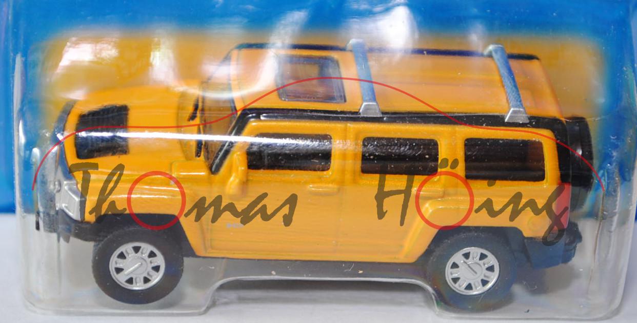 Hummer H3, chromgelb, innen schwarz, Free Wheel, Unifortune RMZ City, 1:65 (3 inches Scale Model), m