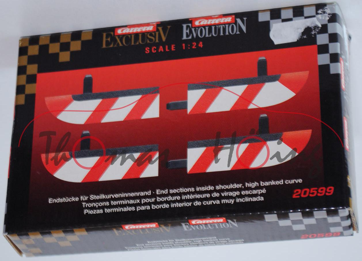 4 Stück Endstücke für Steilkurveninnenrand, schmal, Carrera EXCLUSIV / Carrera EVOLUTION, 1:24, mb