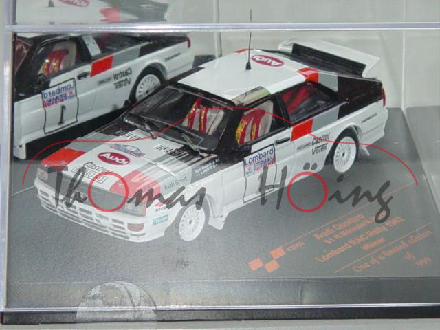 Audi Quattro, weiß, Winner Lombard RAC Rallye 1982, H. Mikkola / A. Hertz, Nr. 1, Vitesse, Limited E