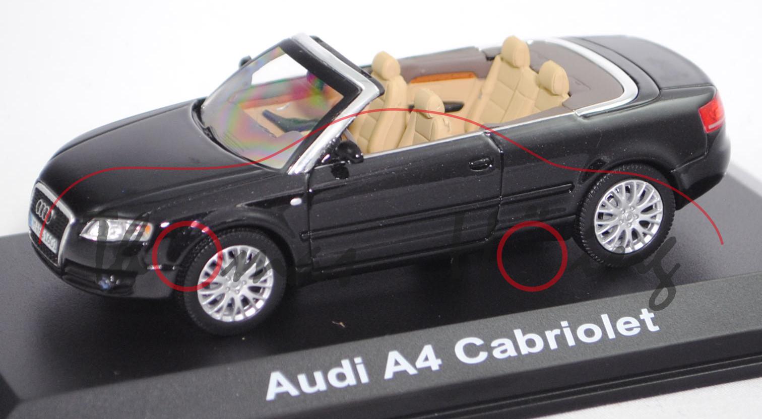 Audi A4 Cabriolet 3.2 FSI quattro (B7, Mod. 2006-2009), phantomschwarz, Norev, 1:43, Werbebox m-