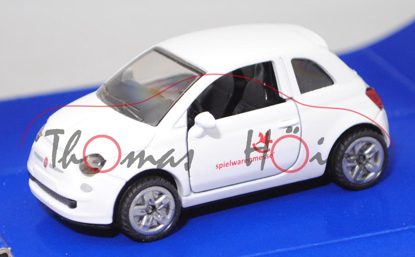 00401 Fiat 500 1.2 8V Pop (Typ 312, Mod. 2007-2015), weiß, spielwarenmesse®, SIKU, 1:50, Werbebox m-