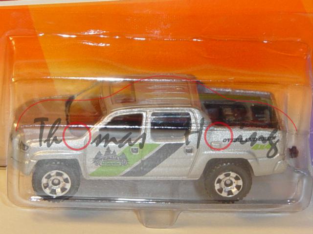 Honda Ridgeline, Mj. 2007, silber, OVERLAND CREW / 4x4, Matchbox, 1:69, Blister