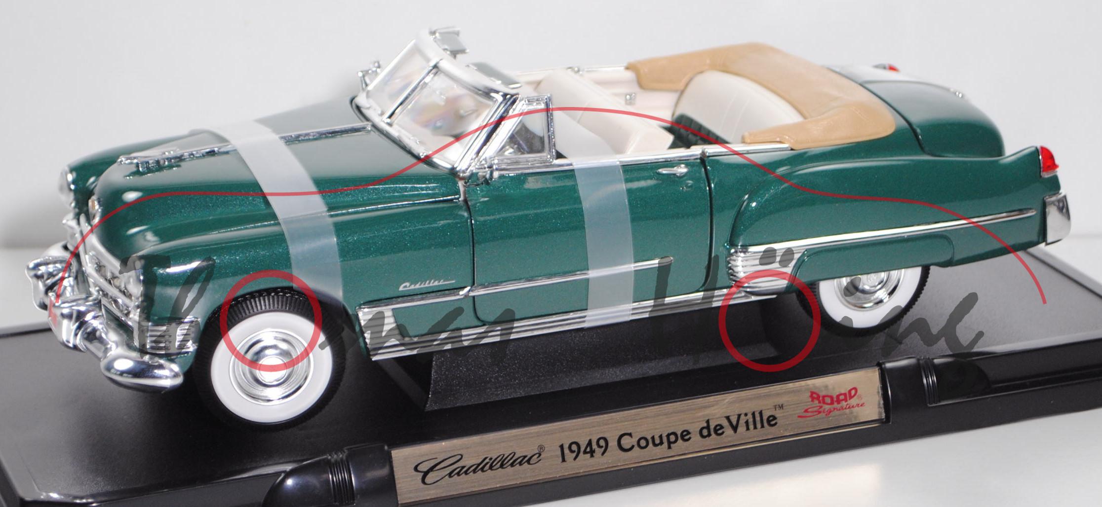 Cadillac Serie 62 Coupé deVille (Bauj. 1949), blaugrünmetallic, ROAD Signature / Yatming, 1:18, mb