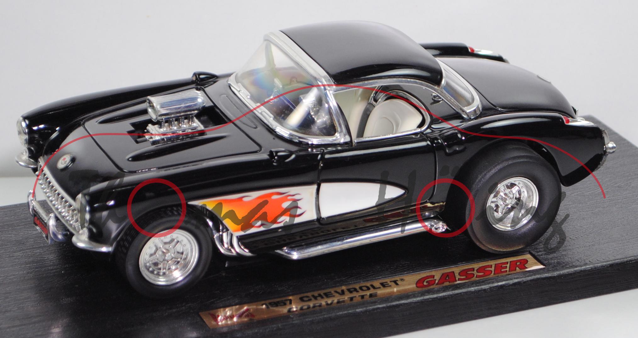 Chevrolet Corvette Convertible Gasser (C1, Baujahr 1957), schwarz, ROAD LEGENDS / Yatming, 1:18, mb