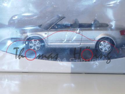 Audi A4 Cabrio, Mj. 2003, lichtsilber, Norev, 1:43, Werbeschachtel