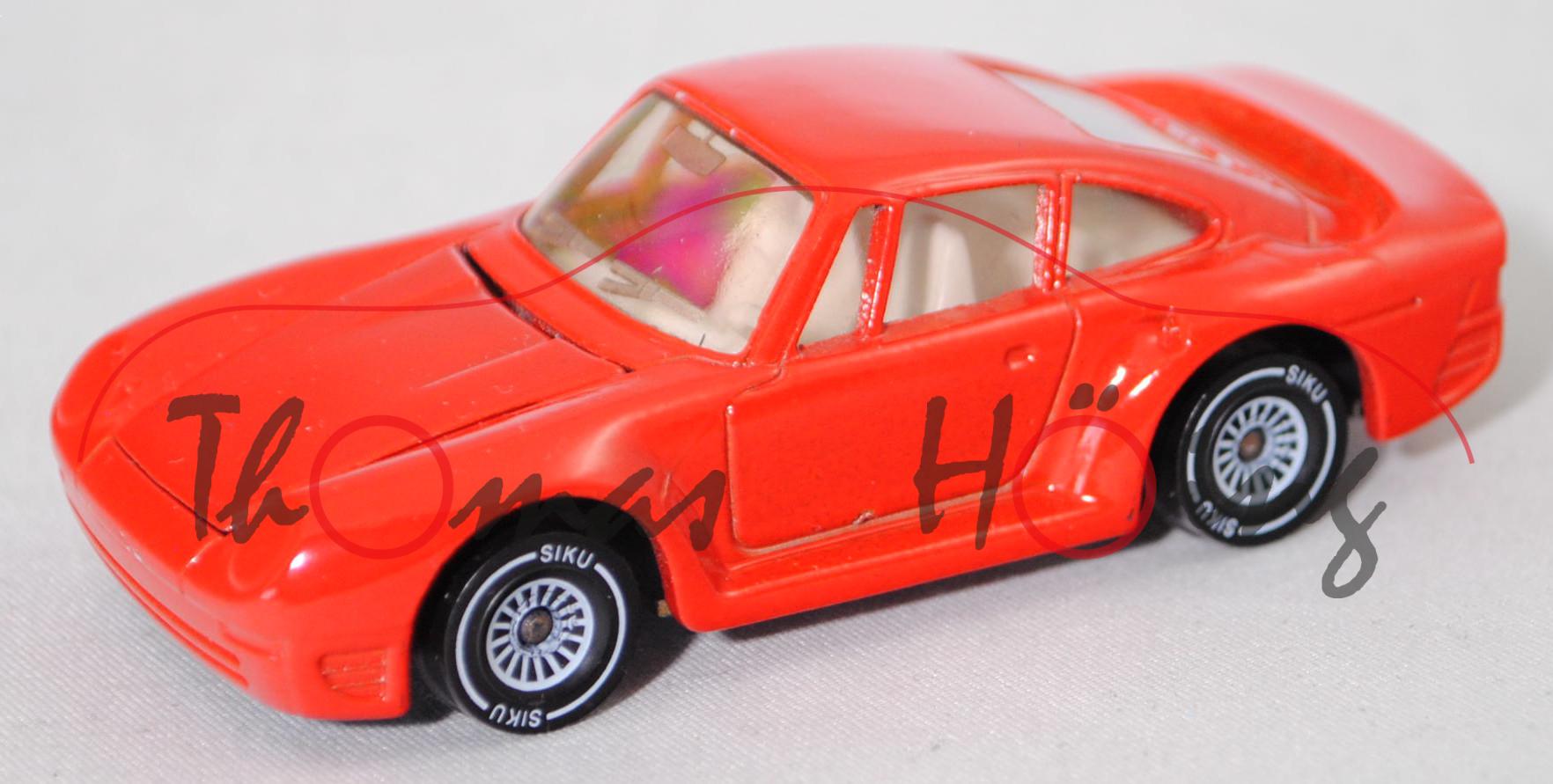 00002 Porsche 959 (Modell 1986-1988), verkehrsrot, innen reinweiß, Heckflügel geschlossen, SIKU, 1:55, m-