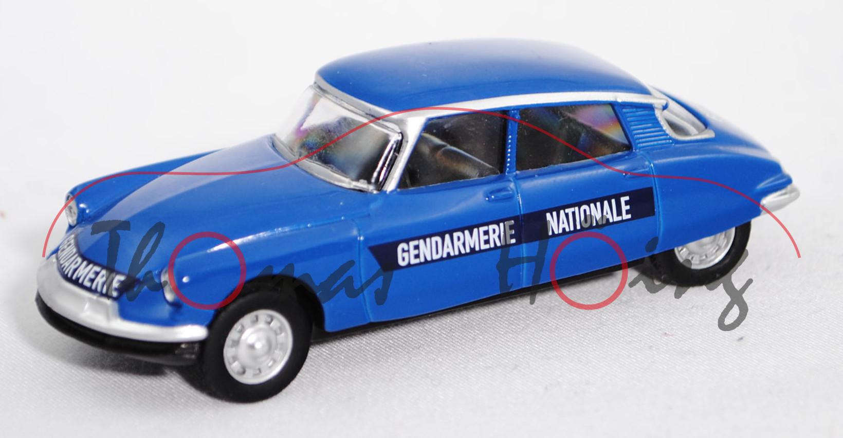 Citroen ID 19 (Modell 1958-1962) Gendarmerie, signalblau, GENDARMERIE NATIOLALE, Norev, 1:58, mb