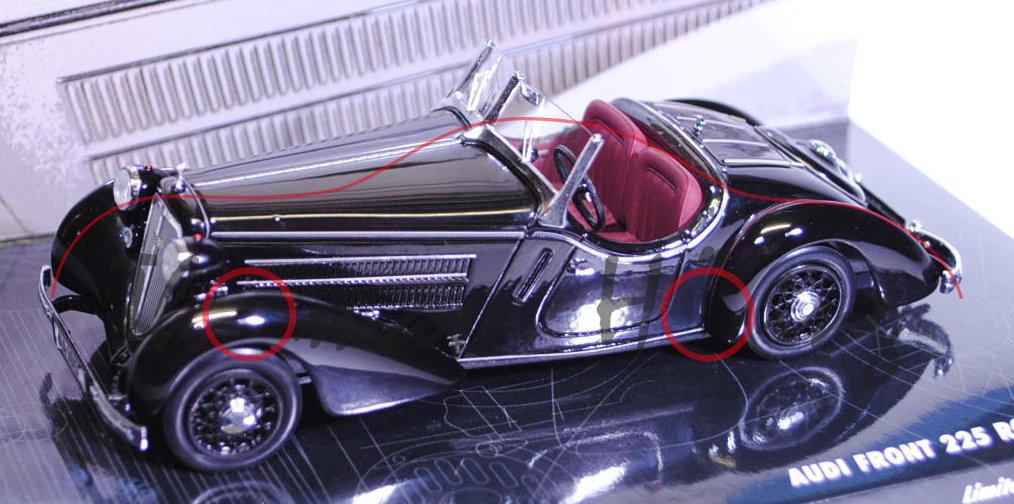 Audi Front 225 Roadster 1935, schwarz, Minichamps, 1:43, PC-Box