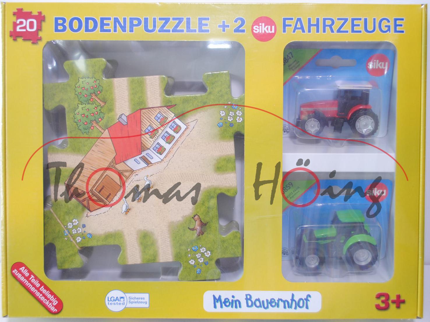 00000 20 teiliges Bodenpuzzle (78 x 63 cm) Bauernhof incl. 2 Siku Modelle (0847 Massey Ferguson 9240