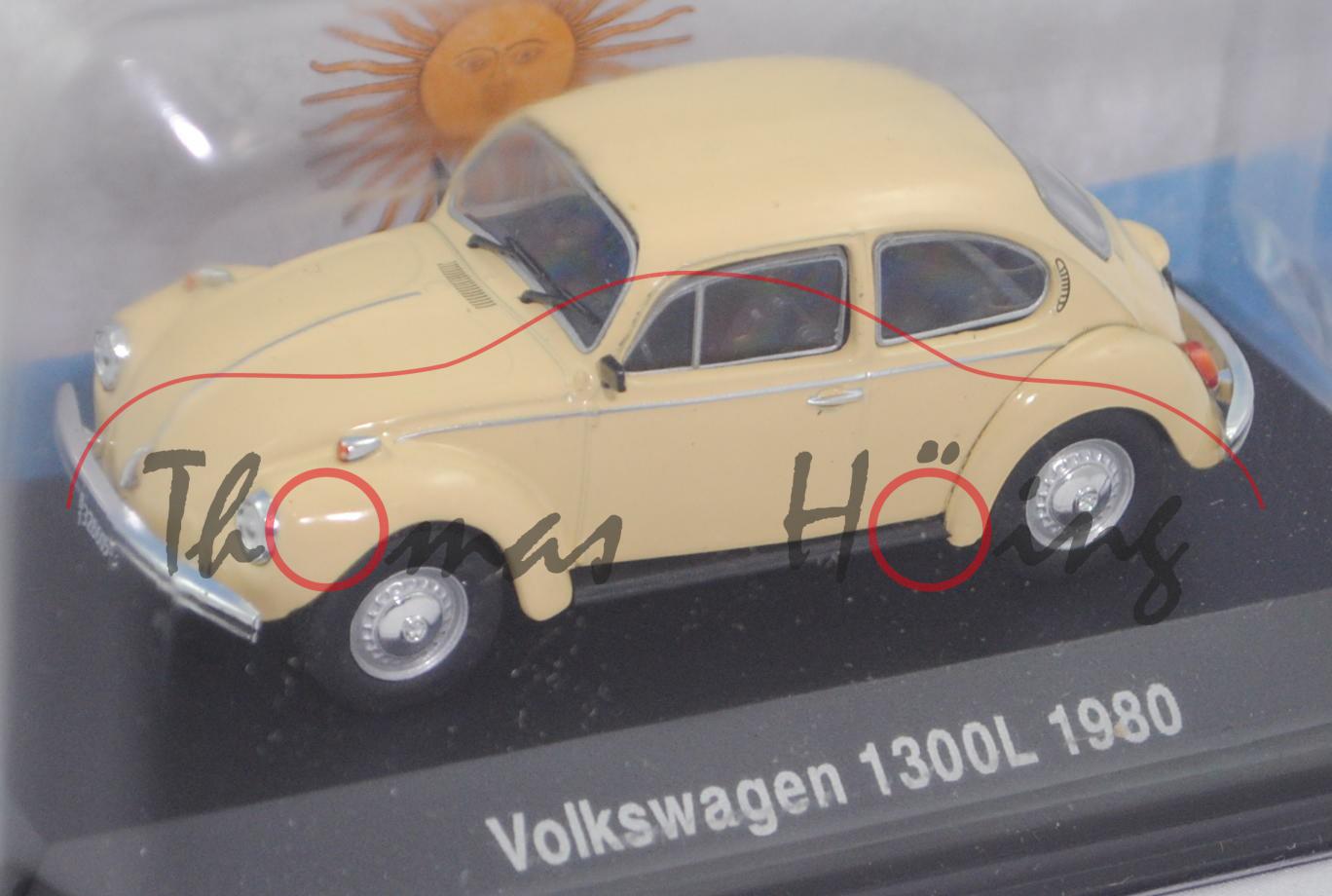 Volkswagen 1300 L / Käfer 1300 L (Typ 11, Modell 1980-1984), gelb, EDITION ATLAS, 1:43, Hauben-Box