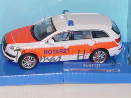 Audi Q7 Notarzt, Mj. 05, reinweiß, mit leuchtrotem Streifen, NOTARZT, Cararama, 1:43, mb