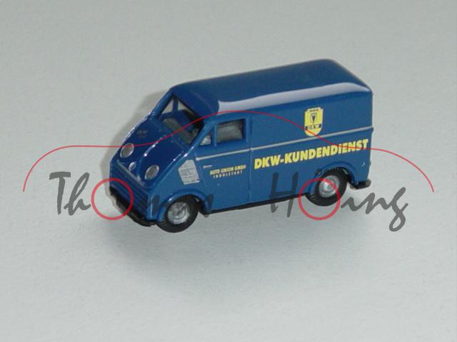 DKW Schnellaster Kastenwagen, dunkelblau, DKW-KUNDENDIENST / AUTO UNION AG / INGOLSTADT, Busch, 1:87