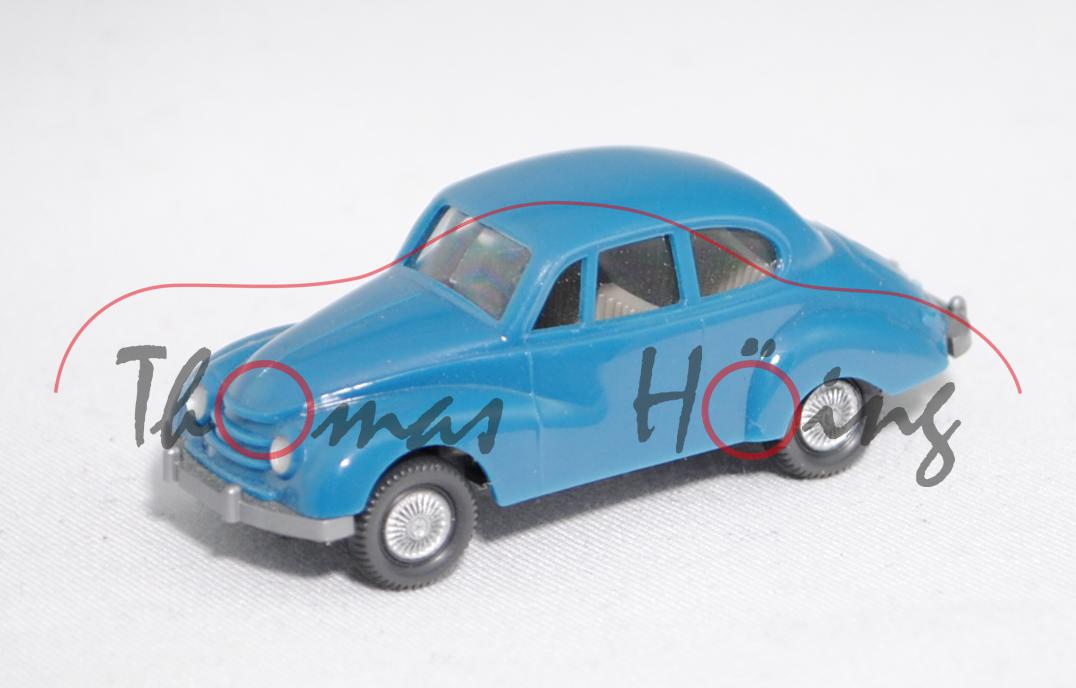 002c DKW Meisterklasse (Typ F 89 P, Modell 1950-1954), azurblau, Wiking, 1:87 (Vitrinenmodell)