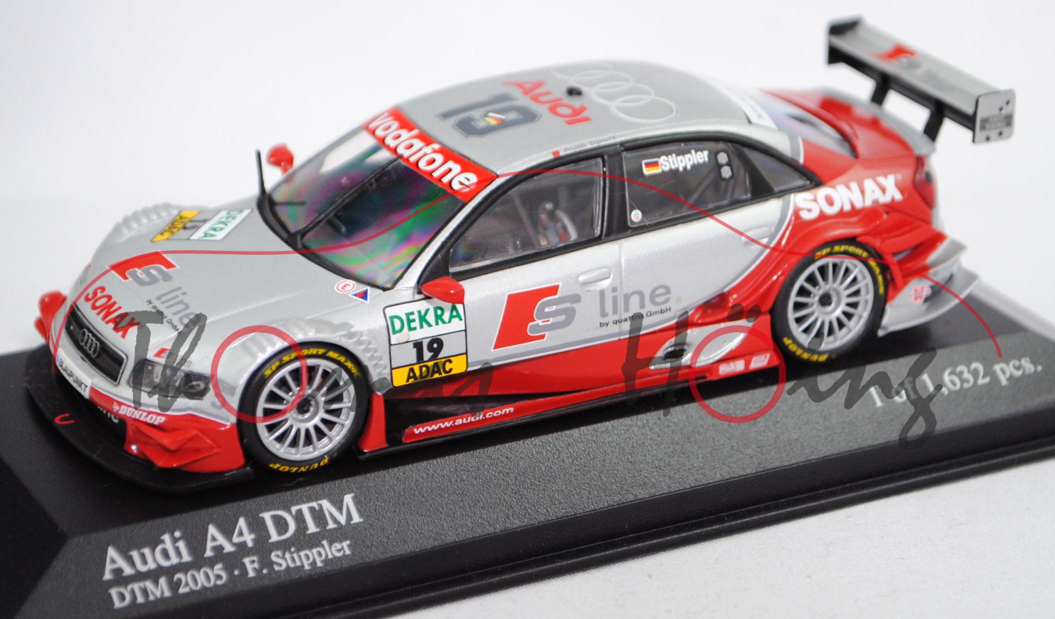 Audi A4 DTM 2004 (B6, Typ 8E2 / R11), silber/rot, DTM 2005, Frank Stippler, Nr. 19, Minichamps, 1:43