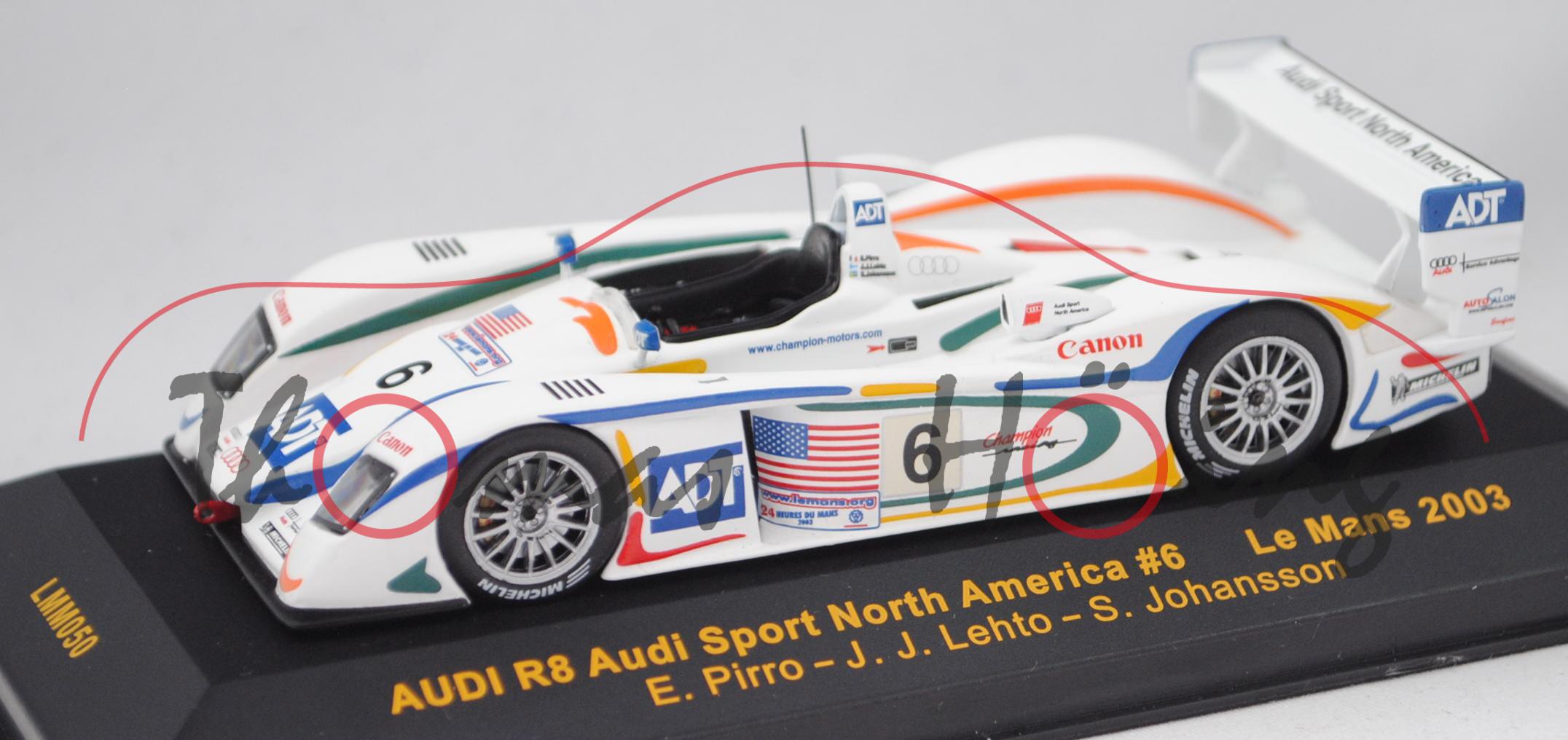 Audi R8, Team Champion Racing, Le Mans 2003, Pirro/Lehto/Johansson, Nr. 6, IXO, 1:43, PC-Box