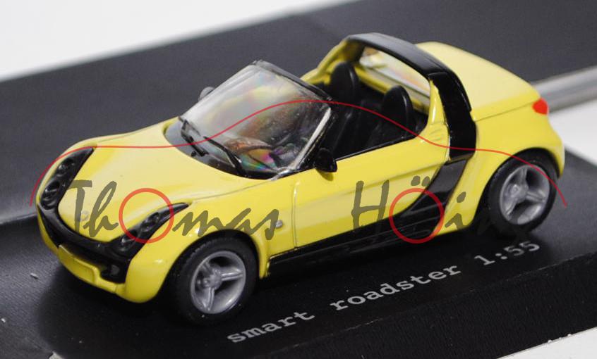 smart roadster (Baureihe 452, Modell 2003-2005), schwefelgelb/schwarz (shine yellow/black), Werbebox