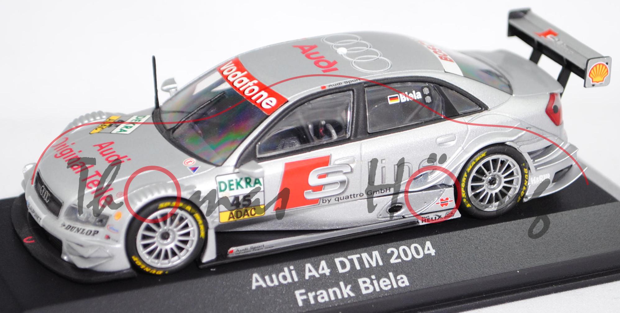 Audi A4 DTM 2004 (B6, Typ 8E2 / R11), silber, DTM 2004, Frank Biela, Nr. 45, Minichamps, 1:43, mb