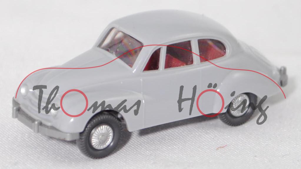 002d1 DKW Meisterklasse (Typ F 89 P, Modell 1950-1954), silbergrau, innen rot, Wiking, 1:87