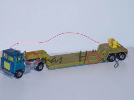 Scammell Tractor Lowloader, wasserblaumetallic/goldmetallic, mit Seilwinde, ohne Ladegut, Matchbox S