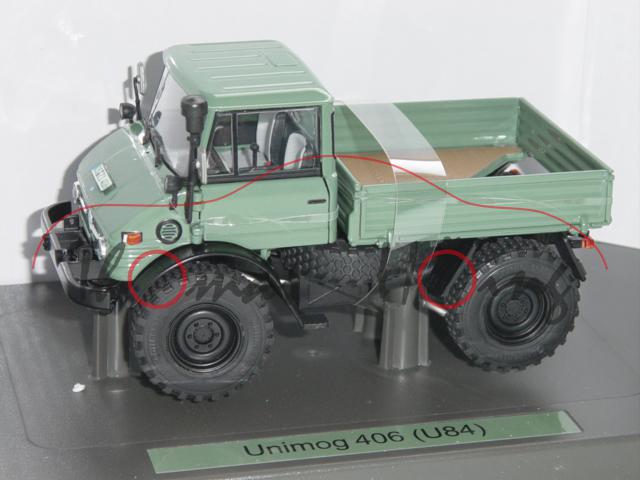 Unimog 406 (U84) Ganzstahl-Fahrerhaus (1971 - 1989), resedagrün/schwarz, Türen + Bracken + Heckklapp