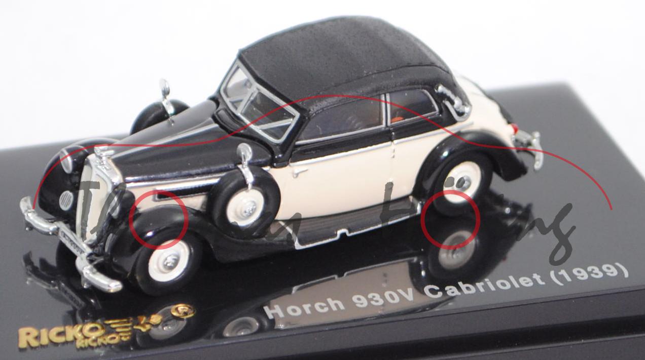 Horch 930 V Cabriolet (Typ zweitüriges Cabriolet, Mod. 38-40), schwarz/perlweiß, Ricko, 1:87, PC-Box