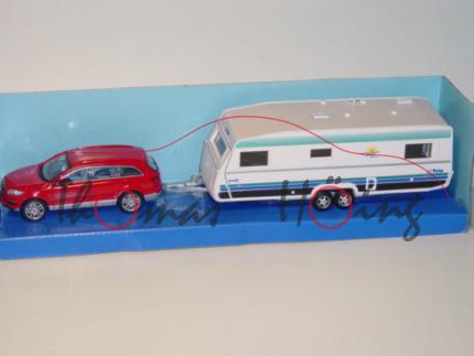 Audi Q7 mit Caravan, Mj 05, karminrot/silber, Polar, Cararama, 1:43, mb