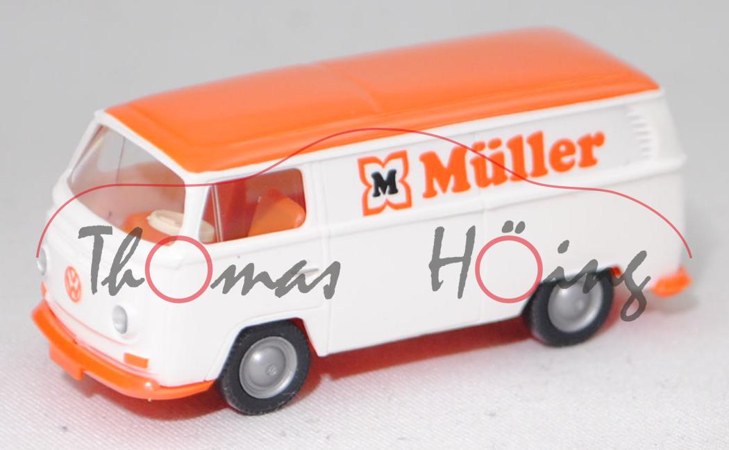 VW Transporter T2a Kastenwagen (2. Gen., Typ 2 T2a, Modell 67-71), weiß, Müller, Wiking, 1:87, mb